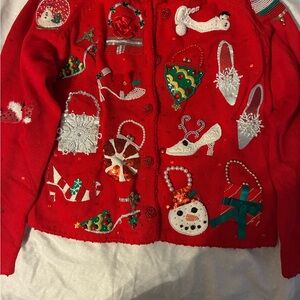 Michael Simon Red Festive Cardigan